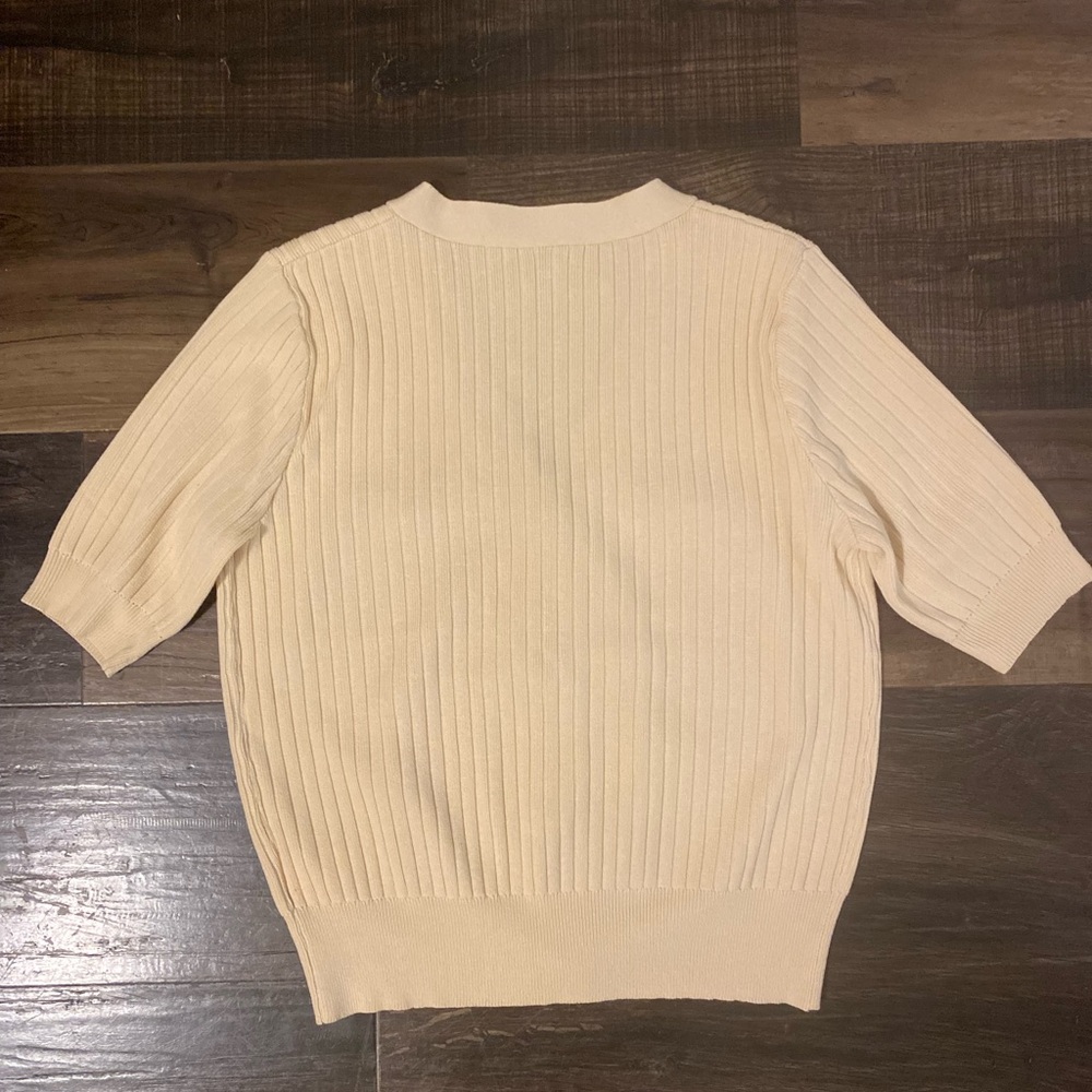 SHEIN Cream Ribbed Cardigan - Picture 3 of 3